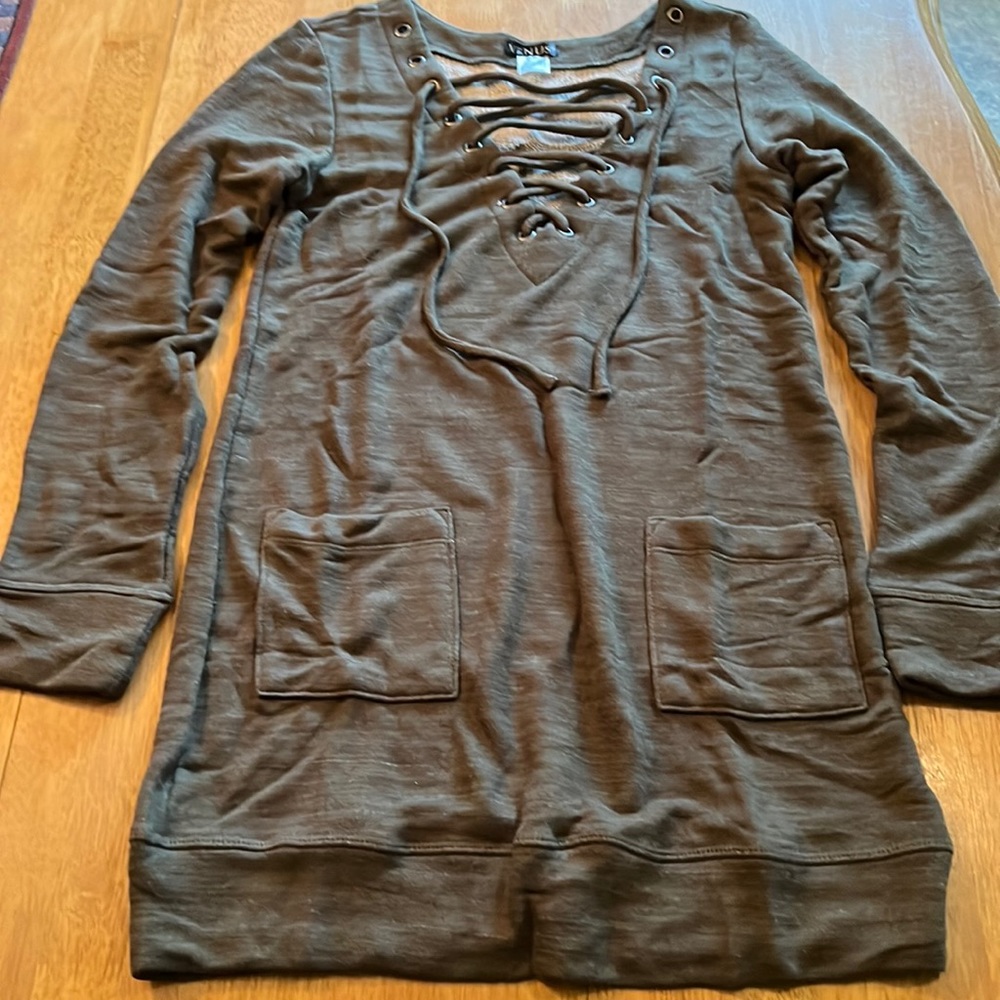 Venus Green Grommet Lace Up Sweat Shirt